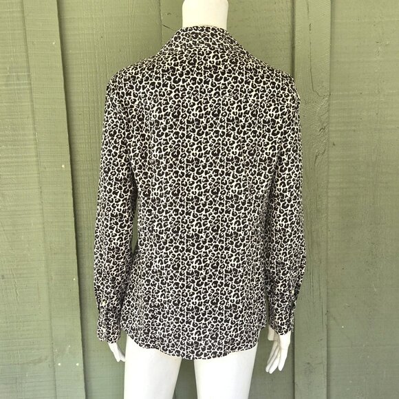 TALBOTS Leopard Print Cotton Button Down Shirt Top 16W Petite - Picture 2 of 4